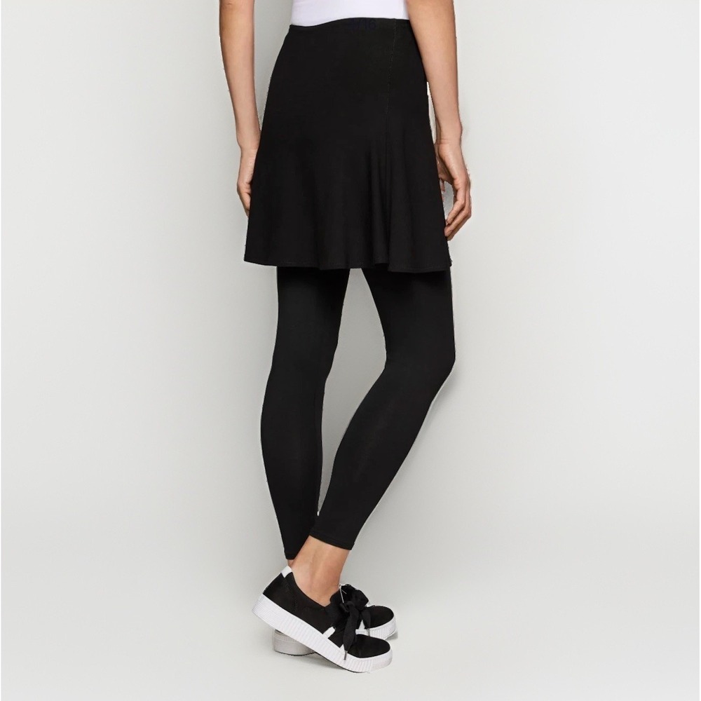 FH Fat Hat Sassy Spantaloon Skirted Leggings Womens Black Rayon Spandex Made USA